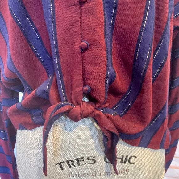 Rails Metallic Striped Button Front Top - Picture 8 of 9